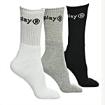 playR Training Crew Socks - White/Black/Grey 3 Pairs