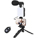 HashWOW 6-In-1 Vlogging Kit - Tripod Perfect, For Live Broadcasting & Video Calling, Black 1 pc