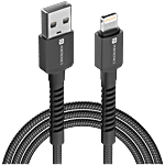 Portronics Konnect X 3A Unbreakable Nylon Braided USB To 8 Pin Fast Charging Cable - 2 m, Black 1 pc
