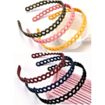 Pearlfiesta Combo Plastic Circle Design Hair Bands For Girls & Teens - Matte Finish, Birthday Return Gift 9 pcs