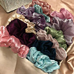 Pearlfiesta Premium Organza Scrunchies Combo Pack - Fluffy Hair Ties, Anti-Hair-Breakage, Big Size 9 pcs