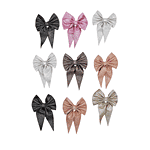 Pearlfiesta Combo Shiny Glossy Big Ribbon Bow Hair Clip For Women & Girls 9 pcs