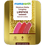 Mamaearth Moisture Matte Longstay Lipstick - Minis, Bright & Bold 2.1 g (3 Units x 0.7 g each)