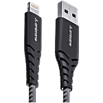 Ambrane RCL-15 Black USB-A To Lightning 3A Fast Charging Braided Cable 1 Unit