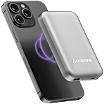 Ambrane 10000 mAh MagSafe Wireless Fast Charging Power Bank - Aerosync Snap, Silver 1 Unit