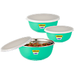 Urban Chef Microwave Safe Bowls - With Lid, Dark Green 3 pcs (1250 ml, 800 ml, 500 ml)