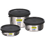 Urban Chef Essential Stainless Steel Containers - Black 3 pcs (290 ml, 450 ml, 600 ml)
