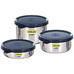 Urban Chef Essential Stainless Steel Containers - Blue 3 pcs (290 ml, 450 ml, 600 ml)