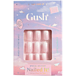 Gush Beauty  Nailed It Pink Ombre Almond Medium Reusable Luxury Press On Nails With Application Kit 1 pc