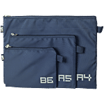QIPS Zipper Document Organizers File Bags - Polyester, Navy Blue 3 pcs