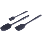 Wonderchef Ambrosia Silicone Kitchen Tools - Spatula, Spoon, Brush, Black 3 pcs