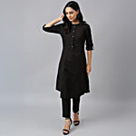 W Black Straight Kurta 1 pc (Size - S)