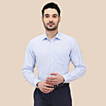 Park Avenue Blue Regular Fit Striped Shirt 1 pc (Size - 39)