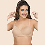 Clovia Padded Non-Wired Full Coverage Cotton Rich T-Shirt Bra - Skin Colour 1 pc (Size - 32B)