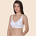 Clovia Cotton Non-Padded Non-Wired Full Coverage T-Shirt Bra - White & Beige 2 pcs (Size - 36B)