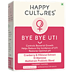 Happy Cultures Bye Bye UTI D-Mannose, Probiotics, Cranberry & Hibiscus Nutraceutical For Adults 30 g (15 Sachets x 2 g)