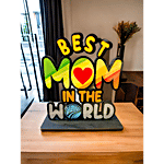 Pearlfiesta "Best Mom In The World" Wooden Trophy Gift - Multicolour, 15 x 14 cm 1 pc