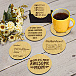 Pearlfiesta Tea Coasters - With Stand, Mother's Day Theme Quotes 6 pcs