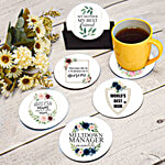 Pearlfiesta Tea Coasters - Floral Design, With Stand, Mother's Day Theme Quotes 6 pcs
