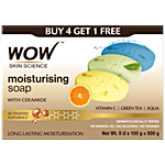 Wow Skin Science Moisturising Soaps With Ceramide - Vitamin C, Green Tea, Aqua 500 g (5 x 100 g)