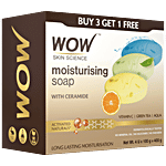 Wow Skin Science Moisturising Soaps With Ceramide - Vitamin C, Green Tea, Aqua 400 g (4 x 100 g)