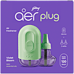 Godrej Aer Plug Violet Bloom Electric Air Freshener 1 pc (Device + 2 x 20 ml Fragrance Liquid Vaporiser Refills)