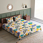 Sarangi Creations Double Bedsheet With Pillow Covers Microfibre 130 GSM - Floral Design, Multicolour 1 Set