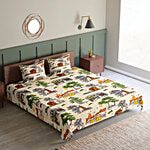 Sarangi Creations Double Bedsheet With Pillow Covers Microfibre 130 GSM - Figure Design, Multicolour 1 Set