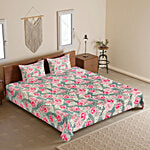 Sarangi Creations King Bedsheet With Pillow Covers Microfibre 145 GSM - Floral Designs, Multicolour 1 Set