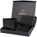 T-Travel CrownLit Combo Set Of Ladies & Gents Wallet - Black 2 pcs