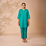 Daali Pine Green Cotton Regular Fit Kurta 1 Set (Size - L)
