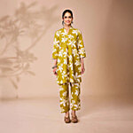 Daali Mustard Cotton Regular Fit Floral Print Kurta 1 Set (Size - M)