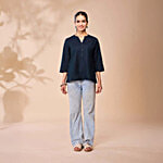 Daali Navy Cotton Regular Fit Top 1 pc (Size - S)