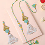 FNP Pearl Design "Bhaiya Bhabhi" With Lumba Jewellery Rakhi - Blue 2 pcs