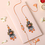 FNP Stone Design "Bhaiya Bhabhi" With Lumba Jewellery Rakhi - Orange 2 pcs