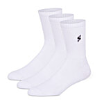 Supersox Men's Cotton Thick Crew Sports Socks With Cushioned Bottom - White 3 Pairs (Free Size)