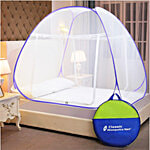 Classic Mosquito Net King Size Double Bed Foldable Machardani - 30 GSM Polyester Net, PVC-Coated Steel Wire, Purple 1 pc
