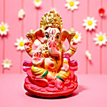 House of Festivals Eco-Friendly Ganpati Murti Idol On Lotus Flower 1 pc 4 Inches