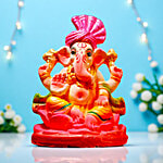 House of Festivals Eco-Friendly Coloured Ganpati Murti Idol With Pagdi 1 pc 4 Inches