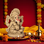 Cycle Pure Navin Clay Non-Coloured Ganesha Idol 1 pc 6 Inches (2 Pack Agarbathi Free)