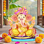 Cycle Pure Navin Clay Coloured Ganesha Idol 1 pc 6 Inches (2 Pack Agarbathi Free)