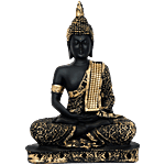 eCraftIndia Polyresin Handcrafted Meditating Lord Buddha Statue - Black & Golden 1 pc