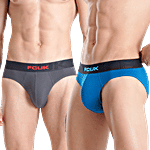 Fcuk Archway-B Men's Brief - Mykonos Blue & Grey Pinstripe 2 pcs (Size - L)