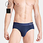 Fcuk Park Royal-B Men's Brief - Jet Black & Dark Sapphire 2 pcs (Size - M)