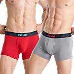Fcuk Archway-T Men's Trunk - Ultimate Gray & Haute Red 2 pcs (Size - L)