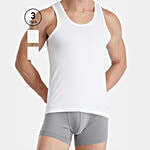 Fcuk Bat-03-WH Baton Men's Sleeveless Vest - White 3 pcs (Size - S)