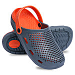 Paragon Men Casual & Comfortable Clogs - Dark Grey Orange 1 Pair (UK/IND - 8)