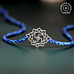 Voylla Swastik Designer Sterling Silver Rakhi - Lotus Of Blessings With Card & Roli Chawal 1 pc