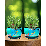 Prime-Metal Versatile Metal Planter With Marble Furnishing & Tripod Stand, Green 2 pcs