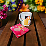 House of Festivals "Happy Rakshabandhan" Mug - Rakshabandhan Ki Shubhkamnaye, Rakhi In Greeting Card 2 pcs (Mug - 325 ml)
